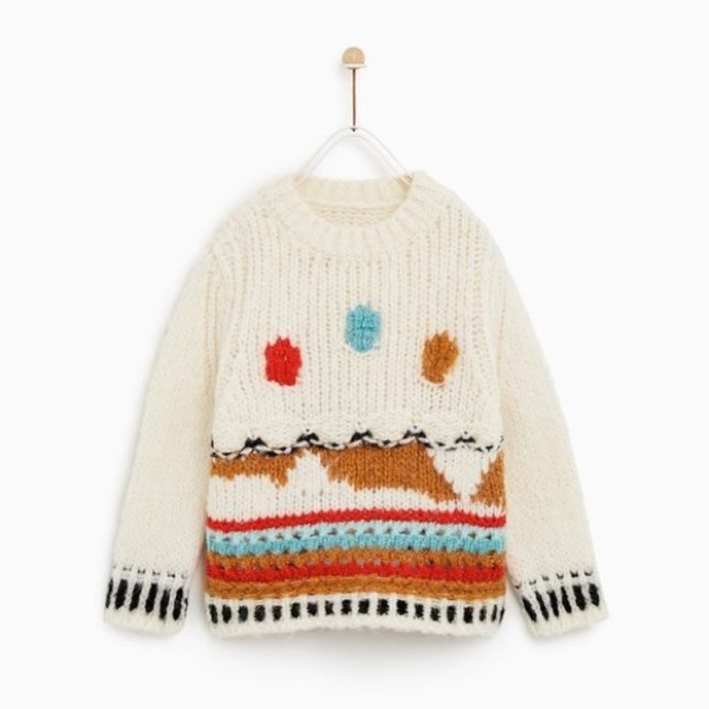Zara Bobble Knit chunky Sweater - beige knitwear collection size 8-10